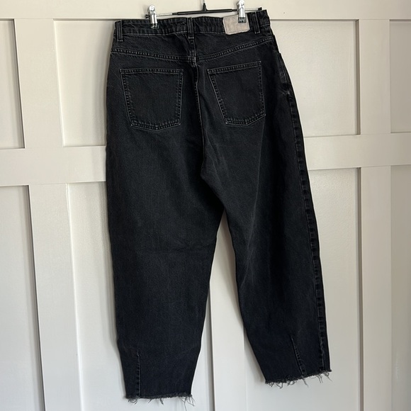 ZARA Washed Black Denim Mom Jeans Straight Leg - Picture 7 of 7